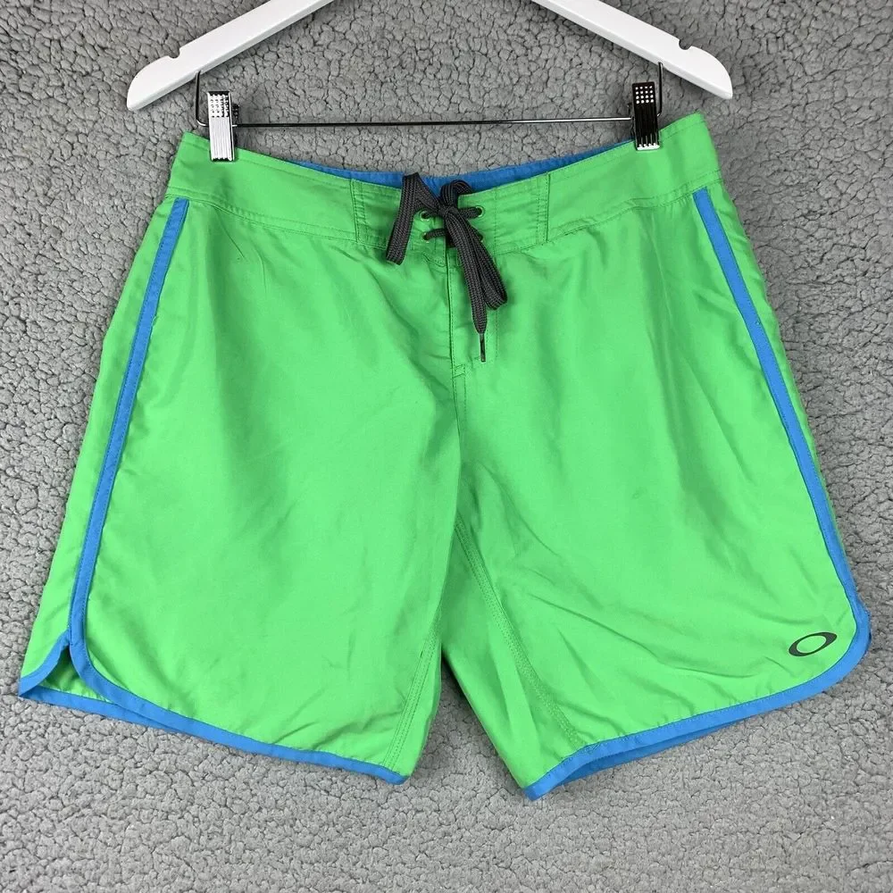Oakley Green and Blue Men Swim Board Shorts - Picture 1 of 14